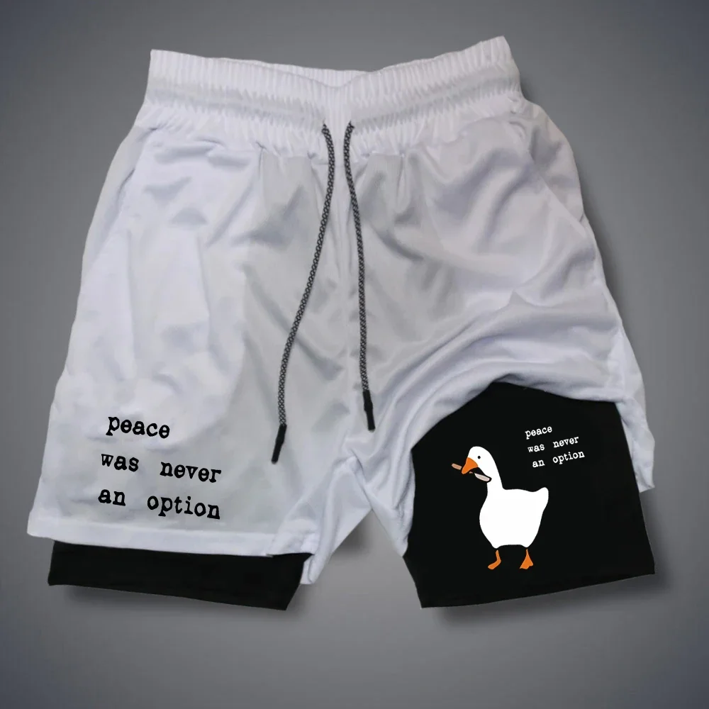 Summer Duck Clothing - Cartoon Duck Print Herenshorts Zomer Dubbellaags