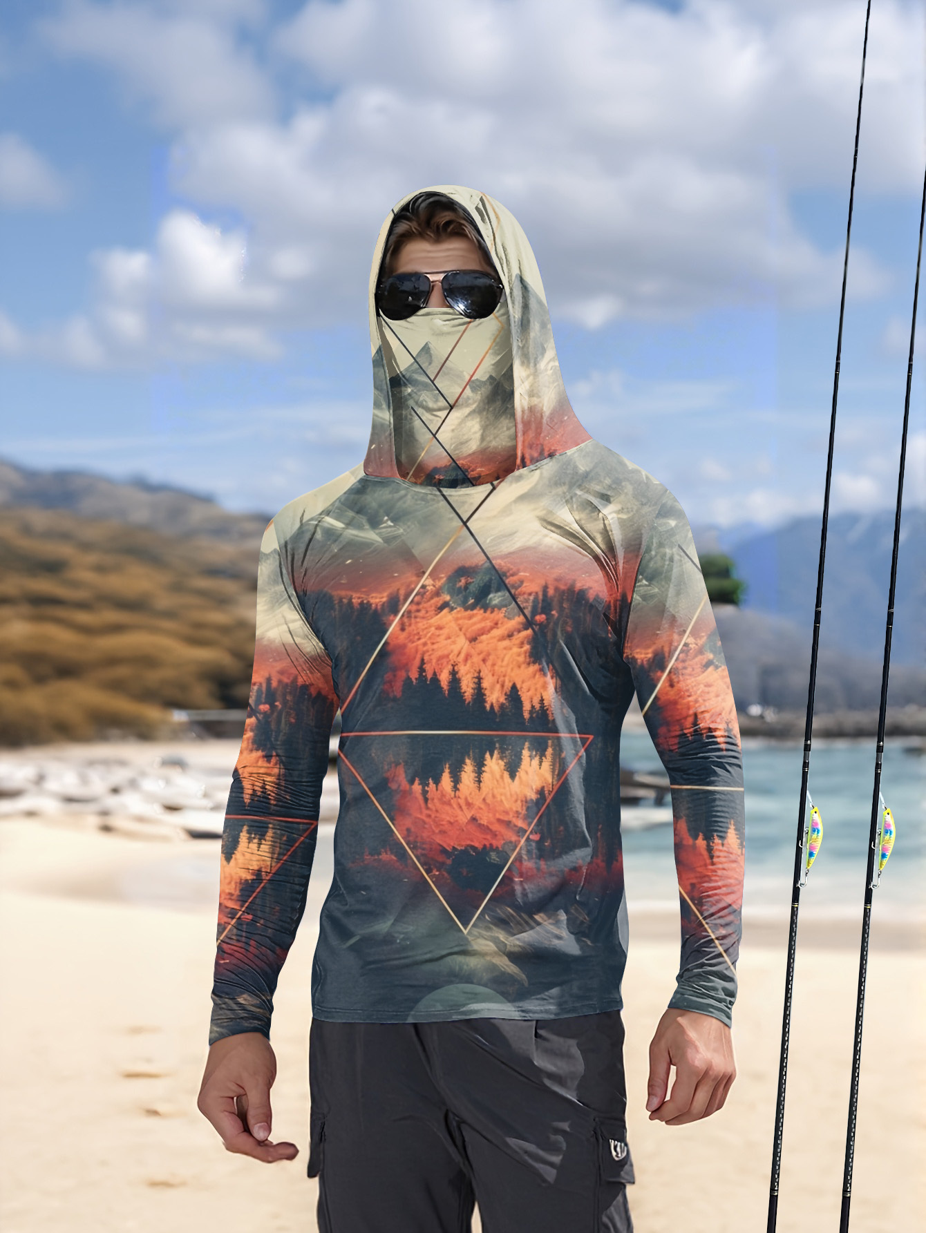 Summer Clothing Tops - Outdoor heren vissershirt met capuchon, ingebouwd