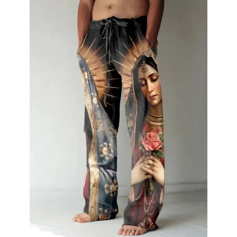 Summer Renaissance Clothing - Heren Vintage Renaissance Maagd Maria Gedrukt