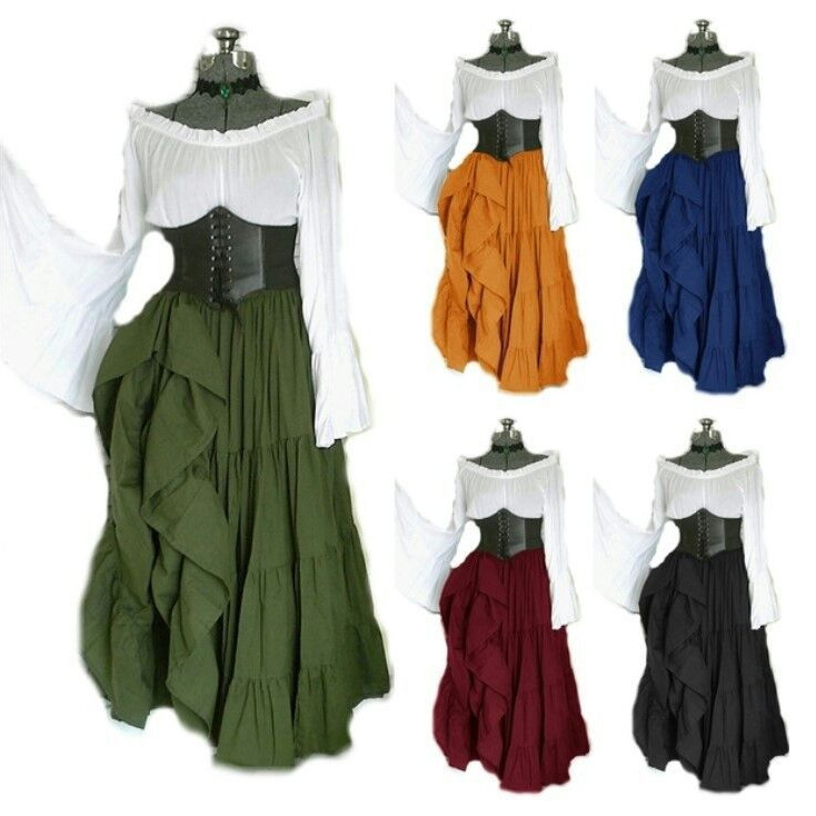 Summer Renaissance Clothing - 2025 Nieuwe feestjurk met lange mouwen
