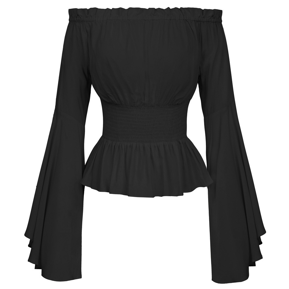 Summer Renaissance Clothing - Goth slank shirt uitlopende lange mouwen