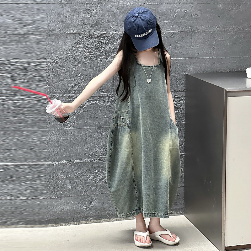 Vintage blauwe kinderen meisje - Summer Clothing Girls recensie en prijs